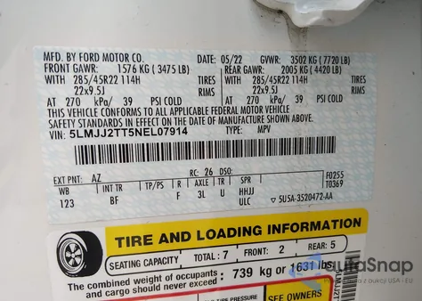 2022 Lincoln Navigator Black Label from USA, damaged, VIN 5LMJJ2TT5NEL07914